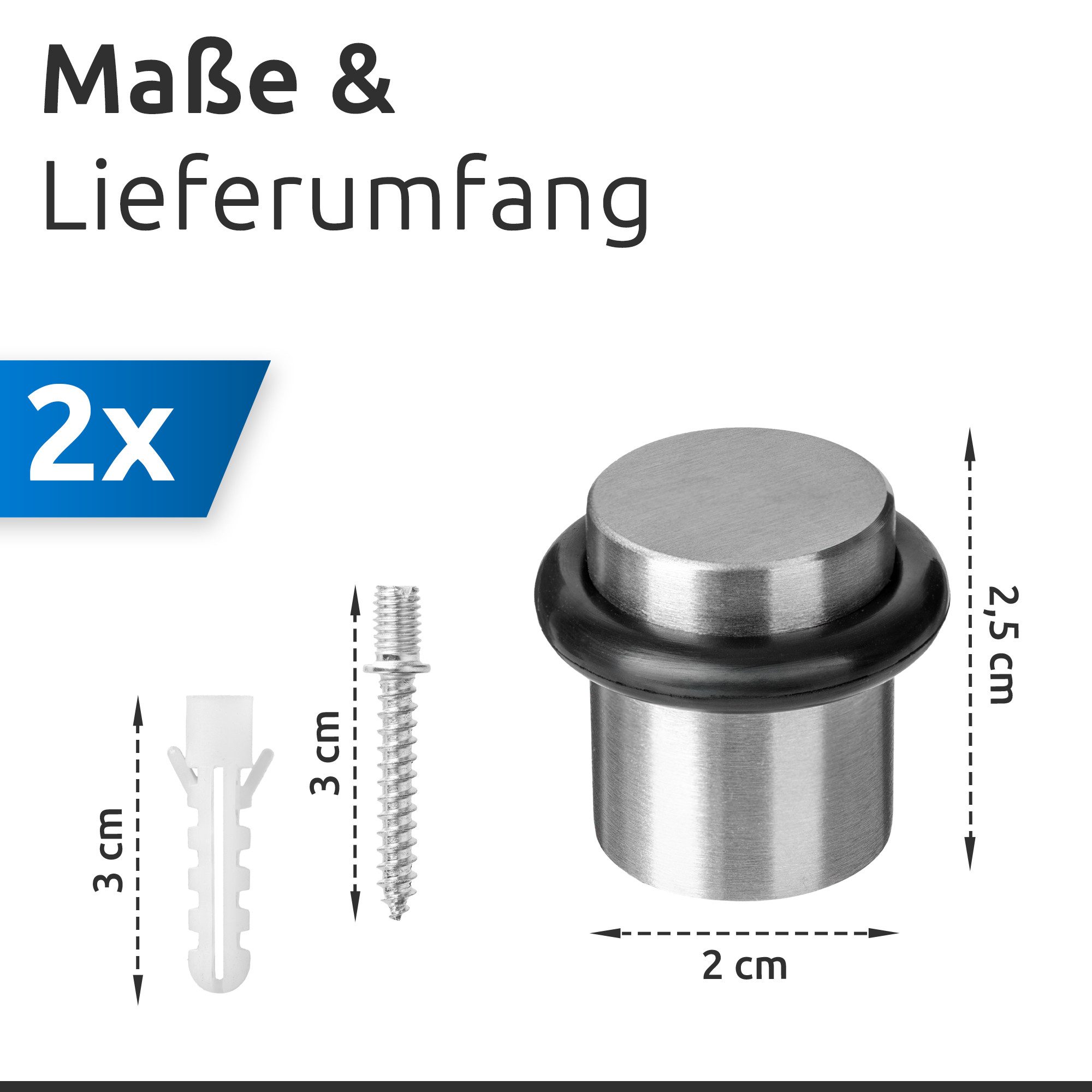 ECENCE Bodentürstopper Türstopper Boden zum Schrauben 2x Türaufhalter