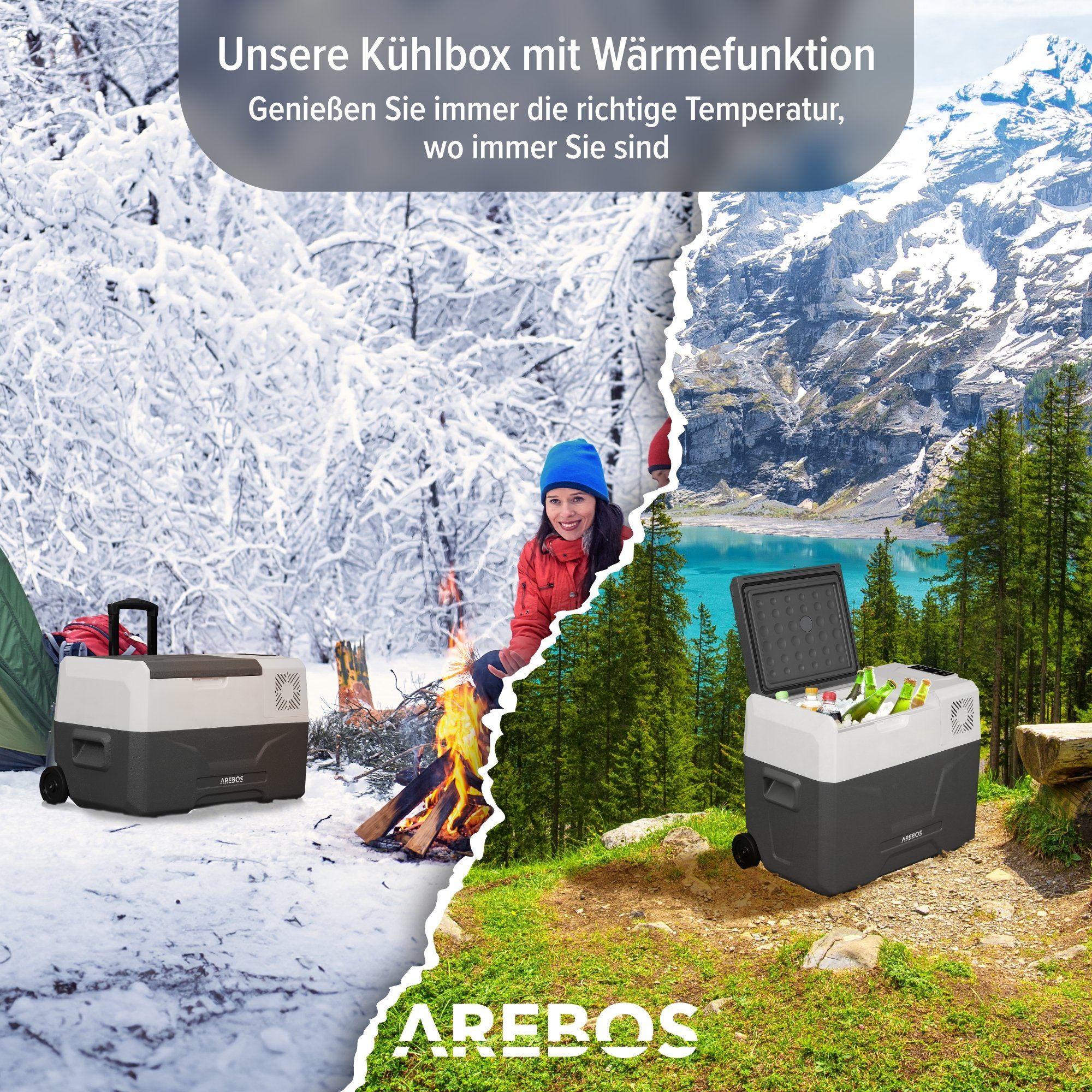 Arebos Kühlbox Elektrische Kompressor-Gefrierbox 27-47L mit Rollen & APP-Steuerung, Ablassschraube zum Wasserentfernen – Bild 5 von 5