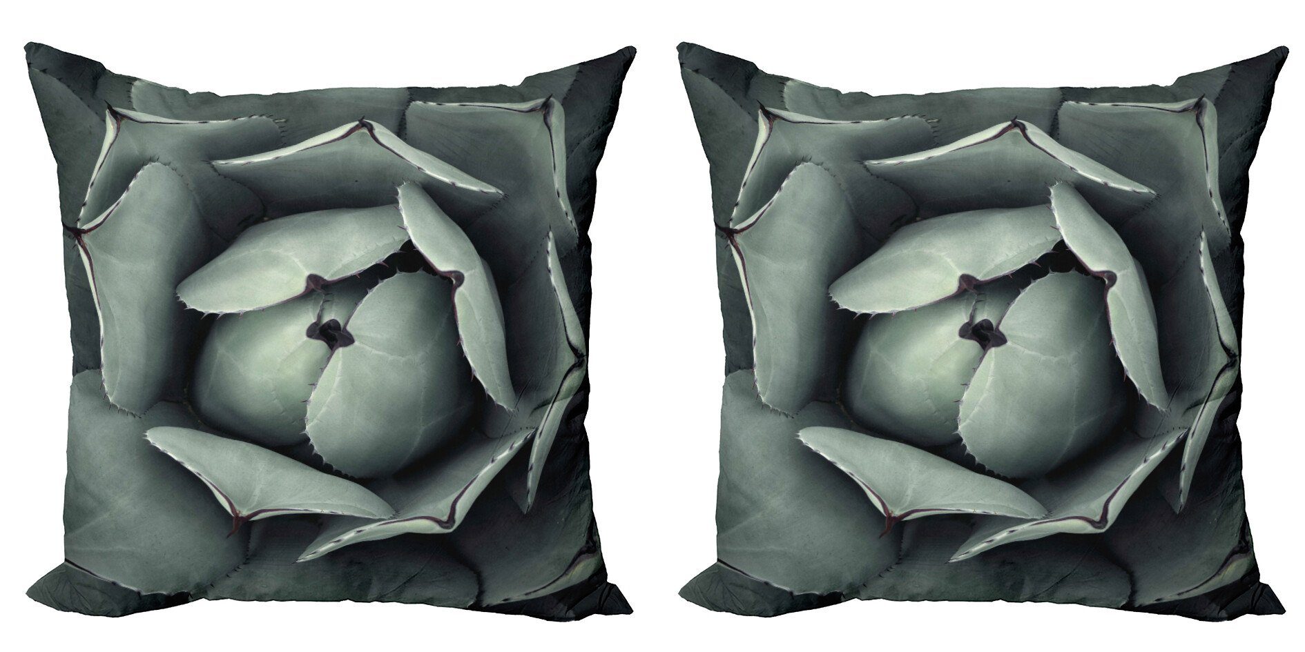 Kissenbezüge Modern Accent Doppelseitiger Digitaldruck, Abakuhaus (2 Stück), Blumen Blühend Grau Cactus