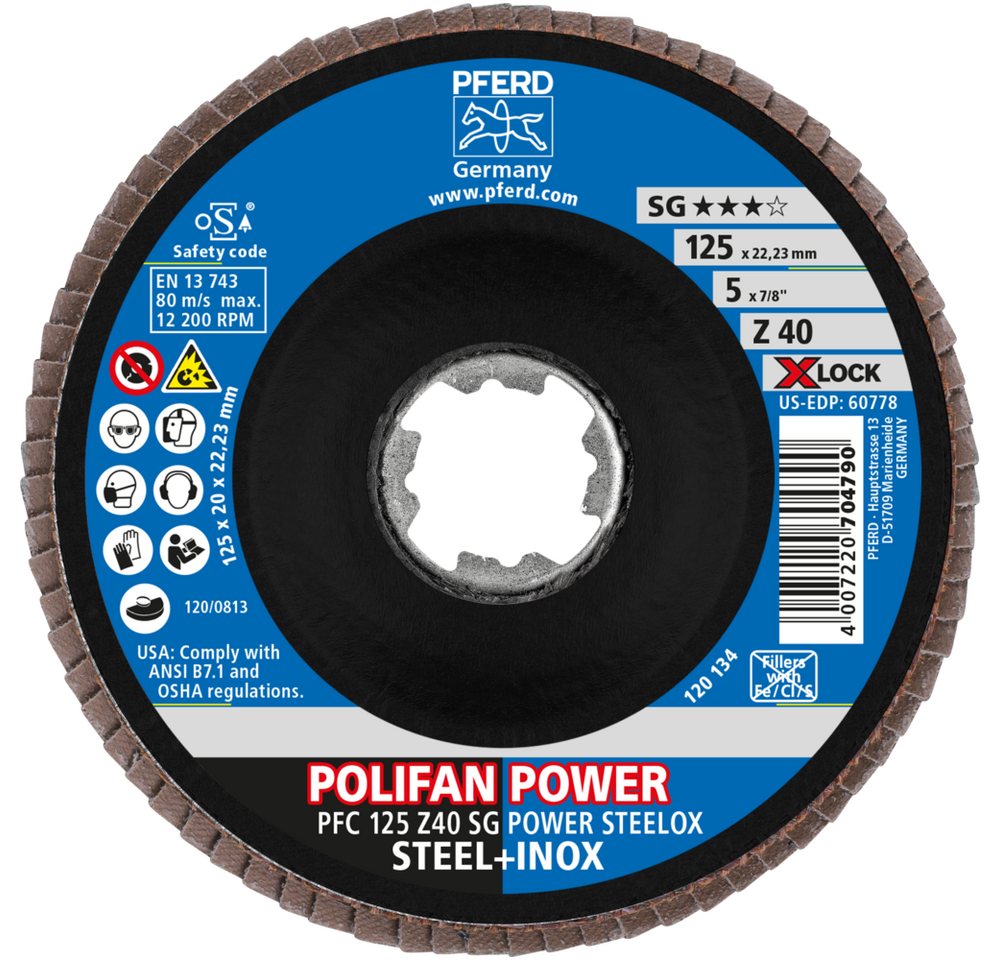 Thumbnail - Pferd Schleifscheibe Pferd PFC 125 Z40 SG POWER STEELOX/X-LOCK