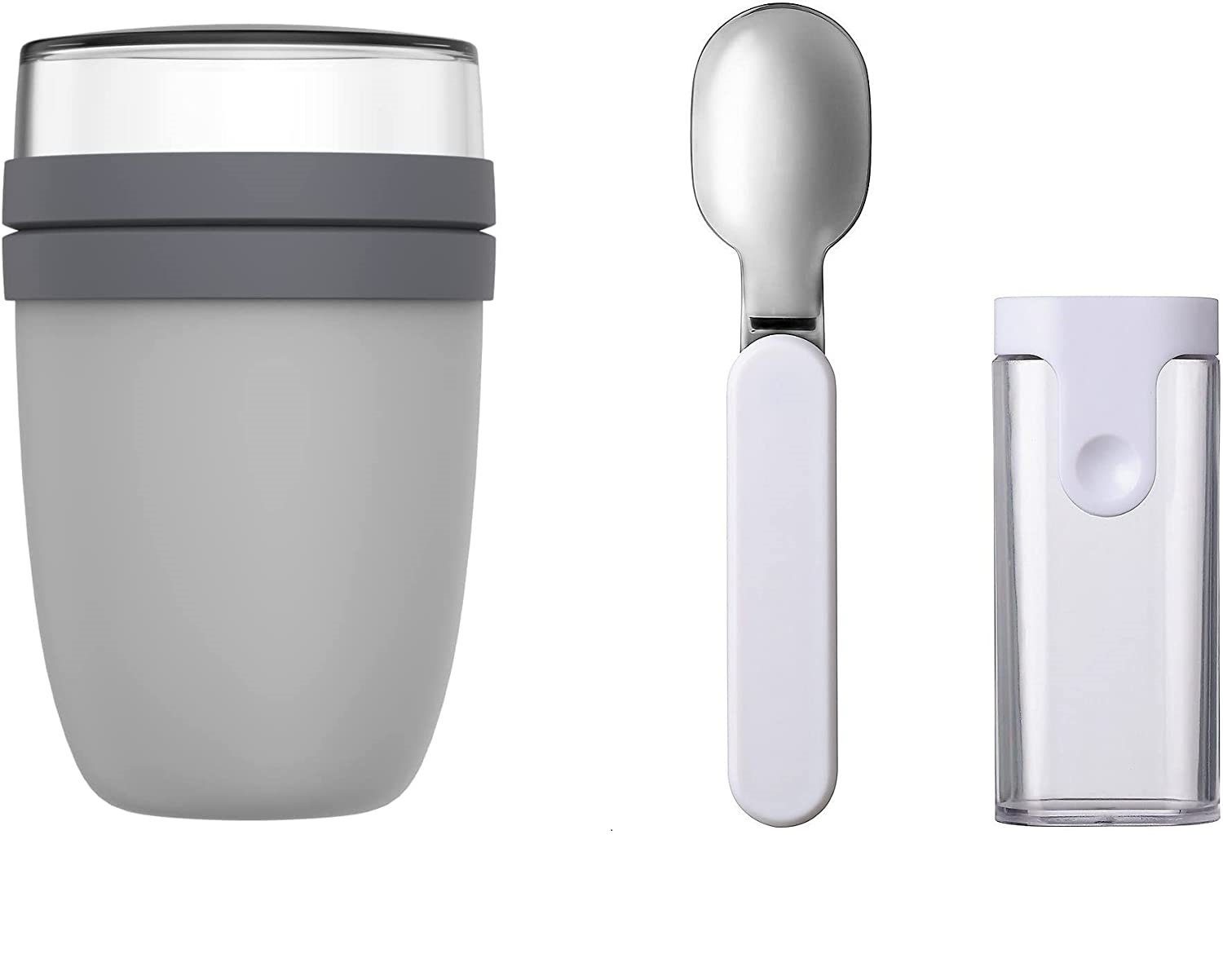 Mepal Lunchbox Lunchpot Ellipse Set mit faltbarem Löffel, 500 + 200 ml, Thermo, Hält Speisen lange warm oder kühl, ideal für unterwegs