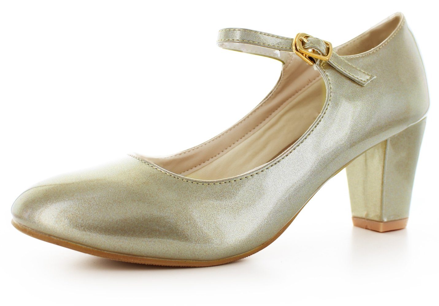 MaryJane Lack Spangenpumps Lady gold White - 821 Spangenpumps