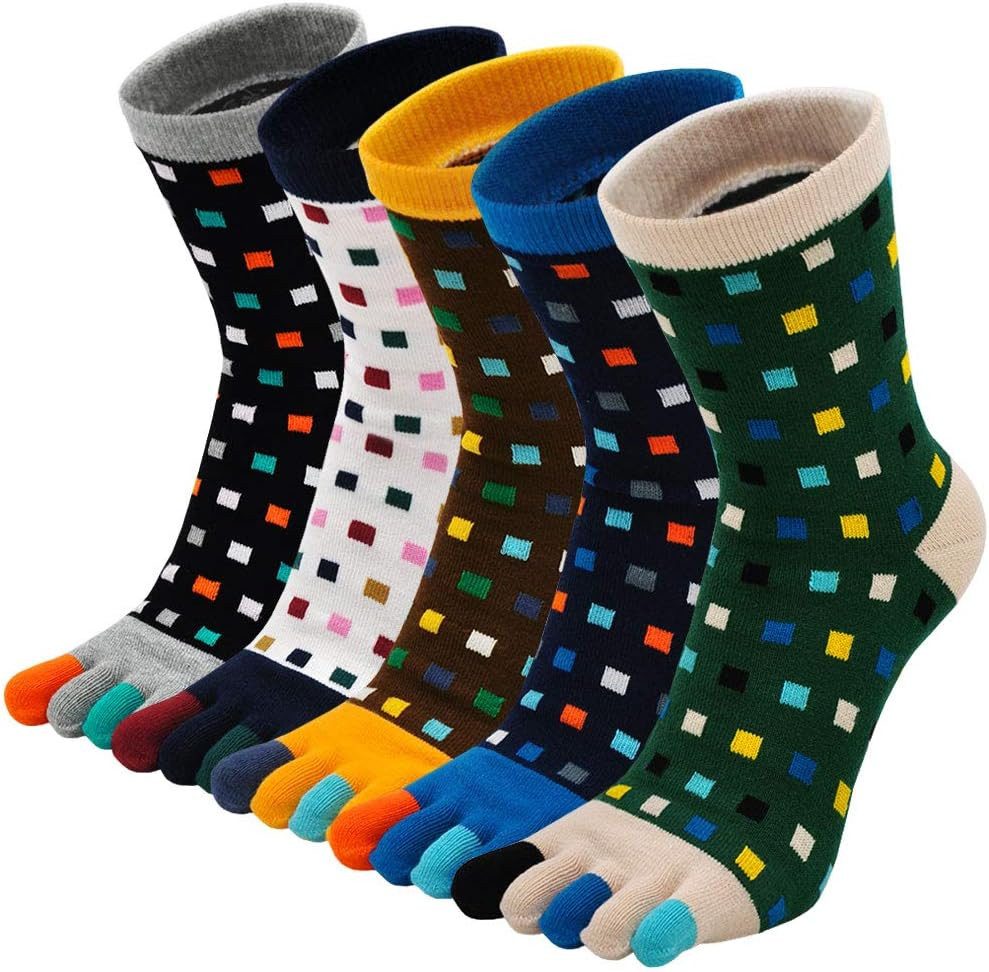 Brücke Strümpfe Herren-Zehensocken aus Baumwolle, farbenfrohe, lässige Sportsocken (Anzug, 5 Paare) Atmungsaktive antibakterielle Socken für den Innen- und Außenbereich
