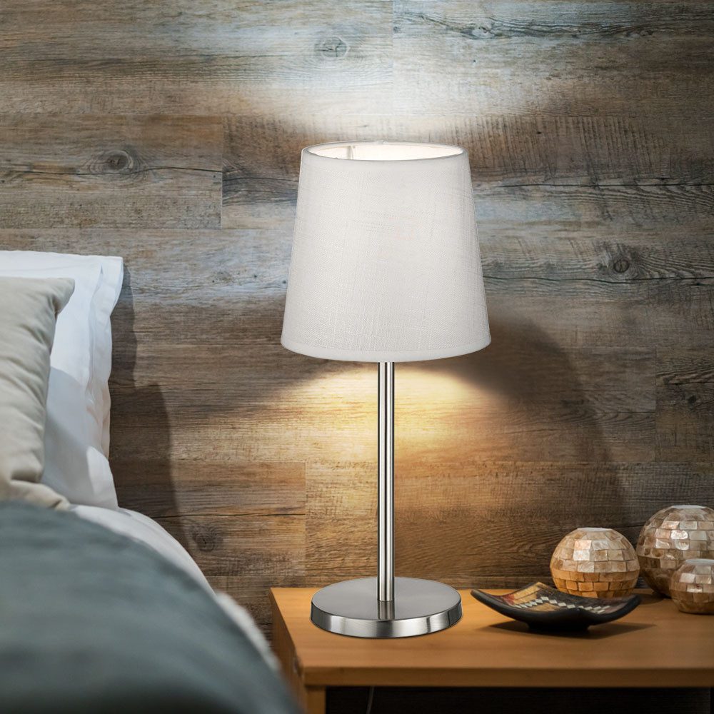 FISCHER & HONSEL Tischleuchte, Leuchtmittel nicht inklusive, Tischlampe Nachttischleuchte Schlafzimmer Wohnzimmer weiß
