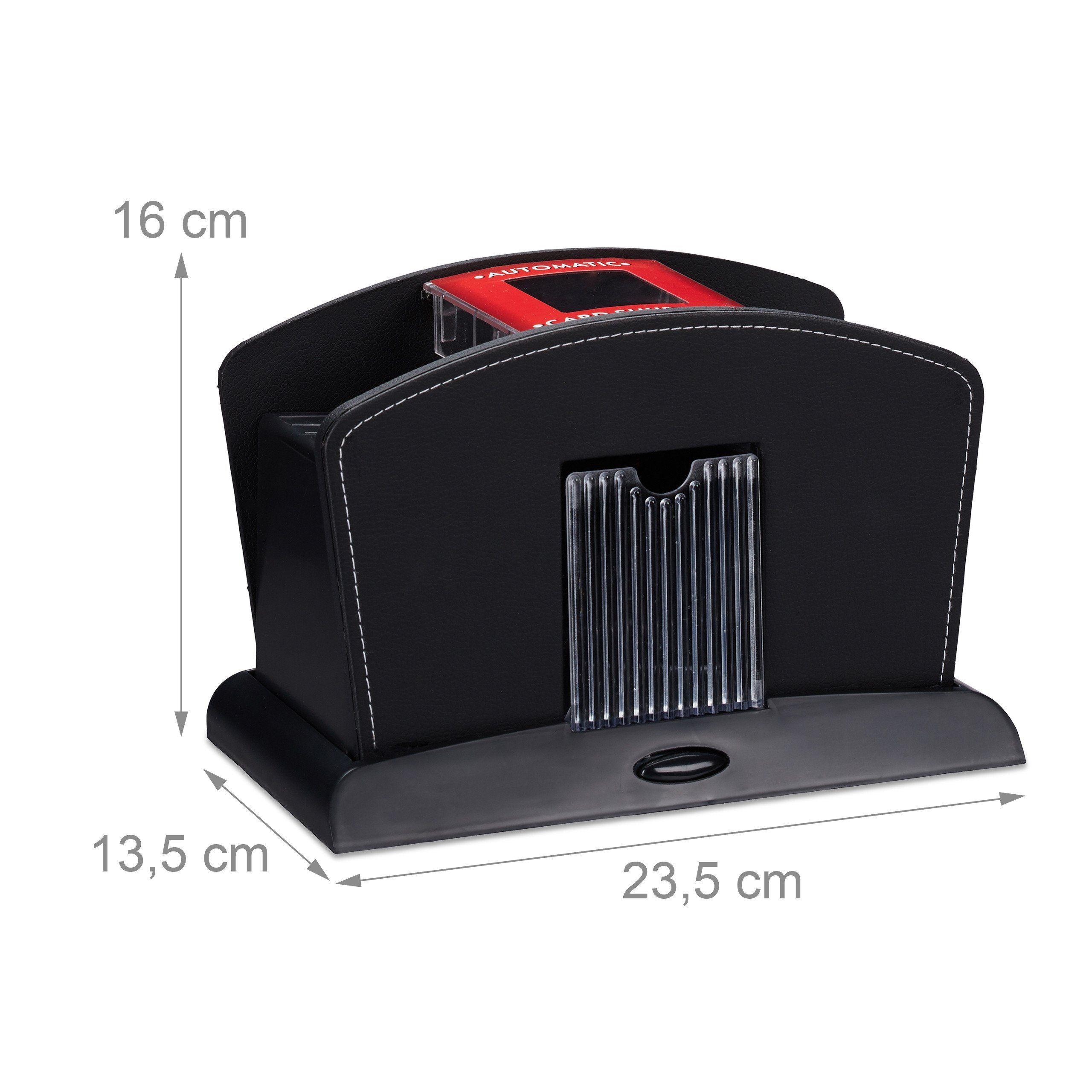 relaxdays Spiel Kartenmischer Elektrisch Leder 4 Decks