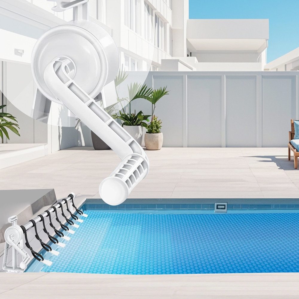 Melko Pool-Abdeckplane Poolabdeckung Aufrollvorrichtung 100-600cm Stange Solarfolie 1-6 (Stück, 3-St., Set bestehend aus Solarfolie mit 10 Ösen und Locheisen), Hochwertiges, stabiles Gestell