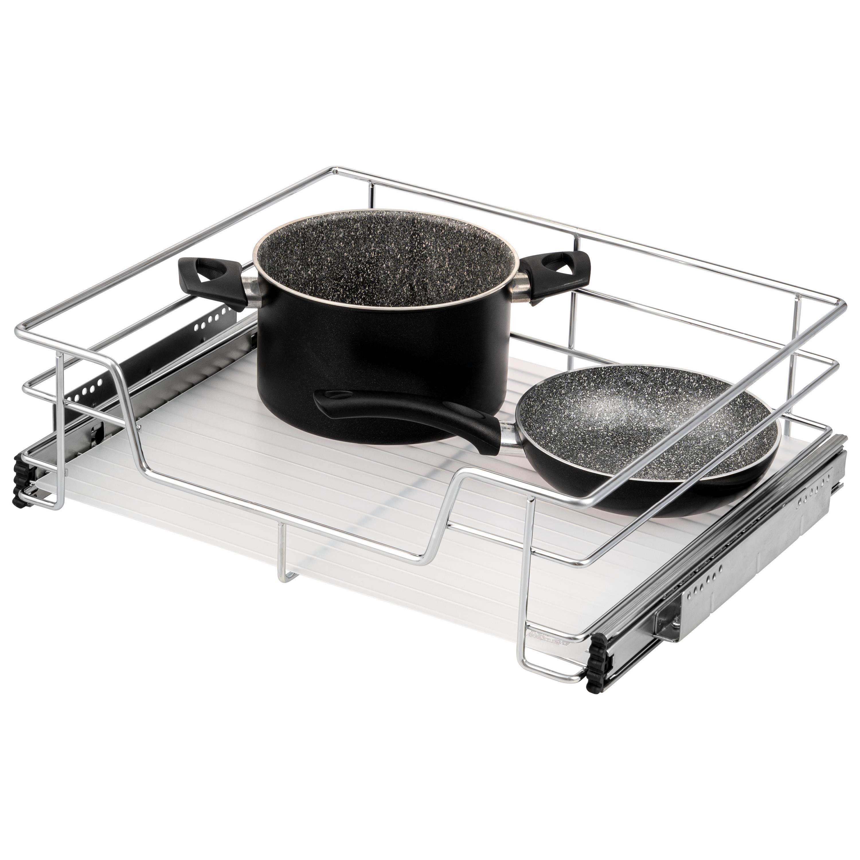 bremermann Teleskopauszug für 60 cm Schrank mit Einlegeboden, aus Metall, chrom