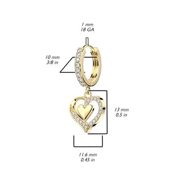 BUNGSA Creolen-Set Creolen mit Herzanhänger und Kristallen gold aus Edelstahl Damen (1 Paar (2 Stück), 2-tlg), Ohrschmuck Ohrringe