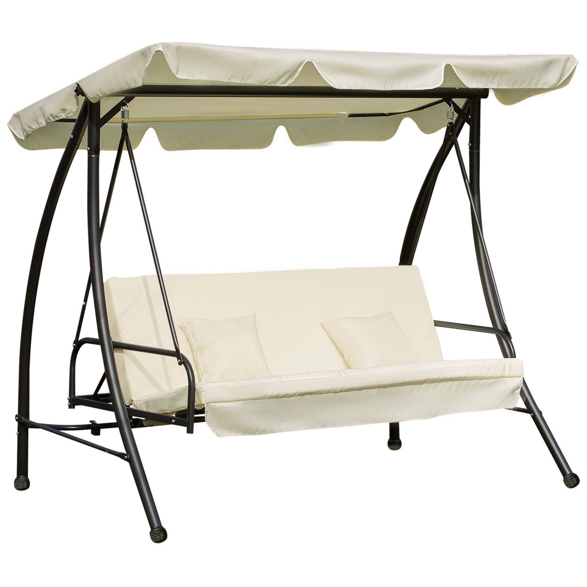 Outsunny Hollywoodschaukel Schaukelbank mit Dach, 3Sitzer