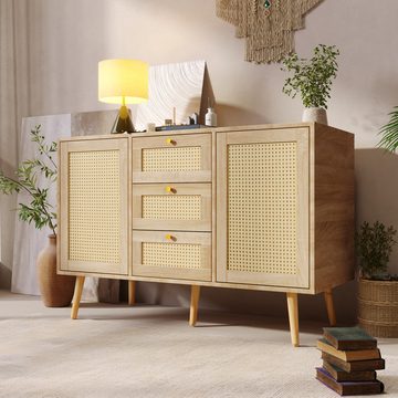 MODFU Sideboard Beistellschrank Schubladenschrank, für Wohnzimmer Schlafzimmer-120 x 82 x 40 cm (B/H/T)