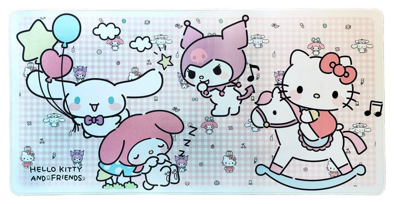 Sakami Merchandise Gaming Mauspad Sanrio Pink Black Party Series XXL Mousepad Hello Kitty & Friends Infa