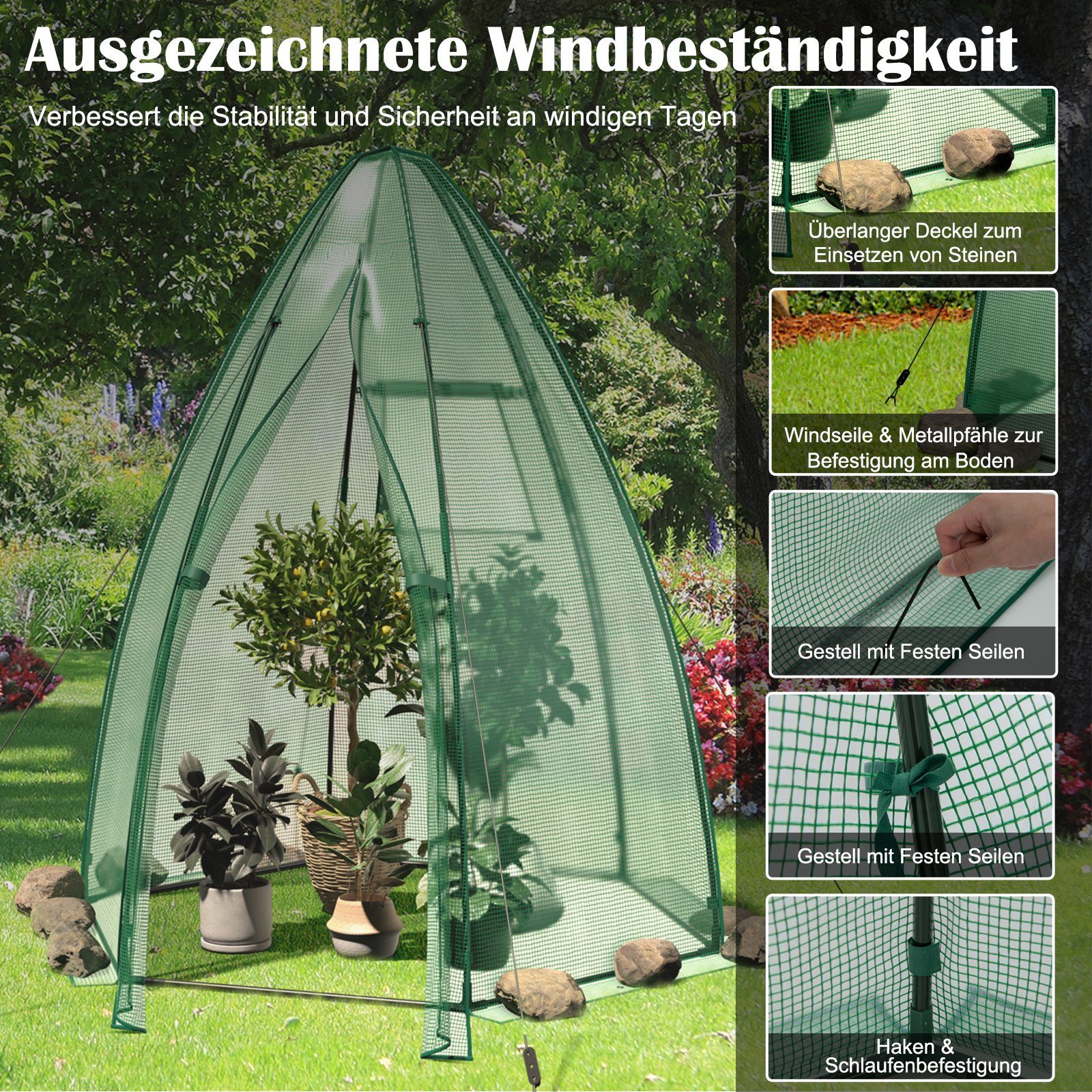 COSTWAY Foliengewächshaus Gewächshaus,...