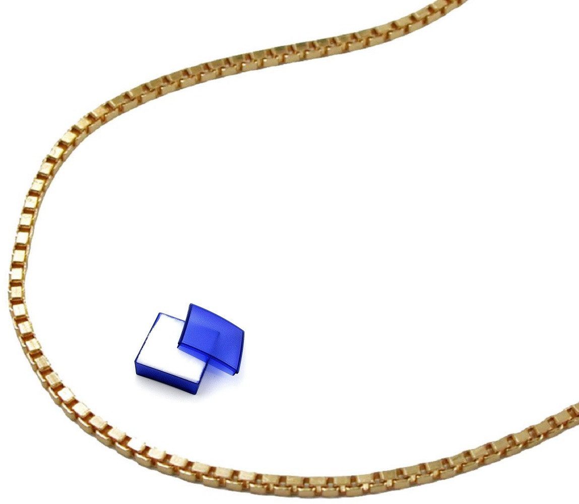 Kette ohne Anhänger Kette Venezianer 1 mm vergoldet AMD 45 cm inklusive Schmuckbox