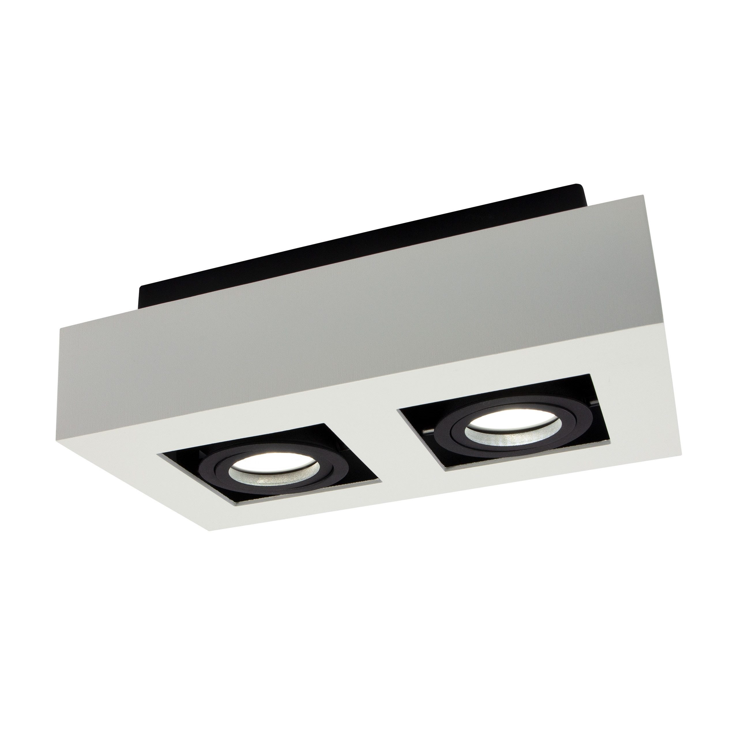 Spectrum Aufbauleuchte Mirora GU10 2 fach Deckenleuchte schwarz&weiß schwenkbar max.35W eckig, Kein Leuchtmittel enthalten, Schwenkbar, 2 fach