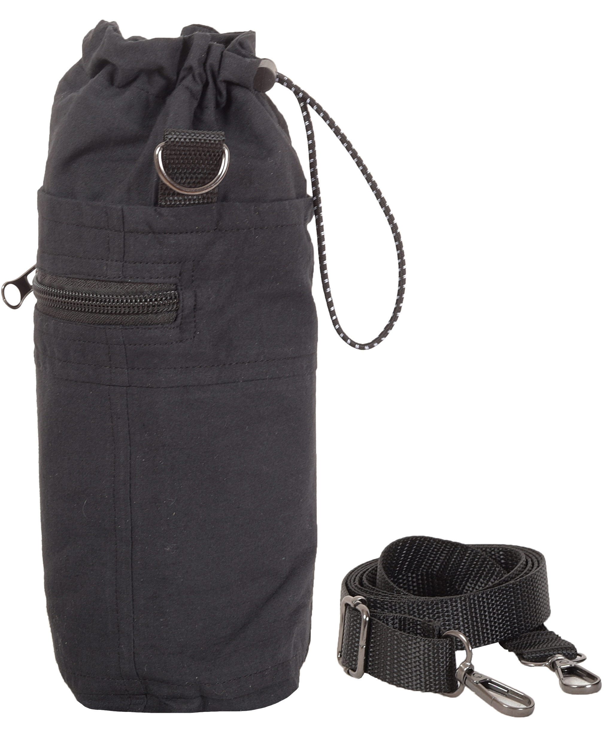 PUREWONDER Flaschenträger Flaschentasche Tasche für Coffee to-go zum Umhängen bb32 Schwarz, auch für Coffee to-go