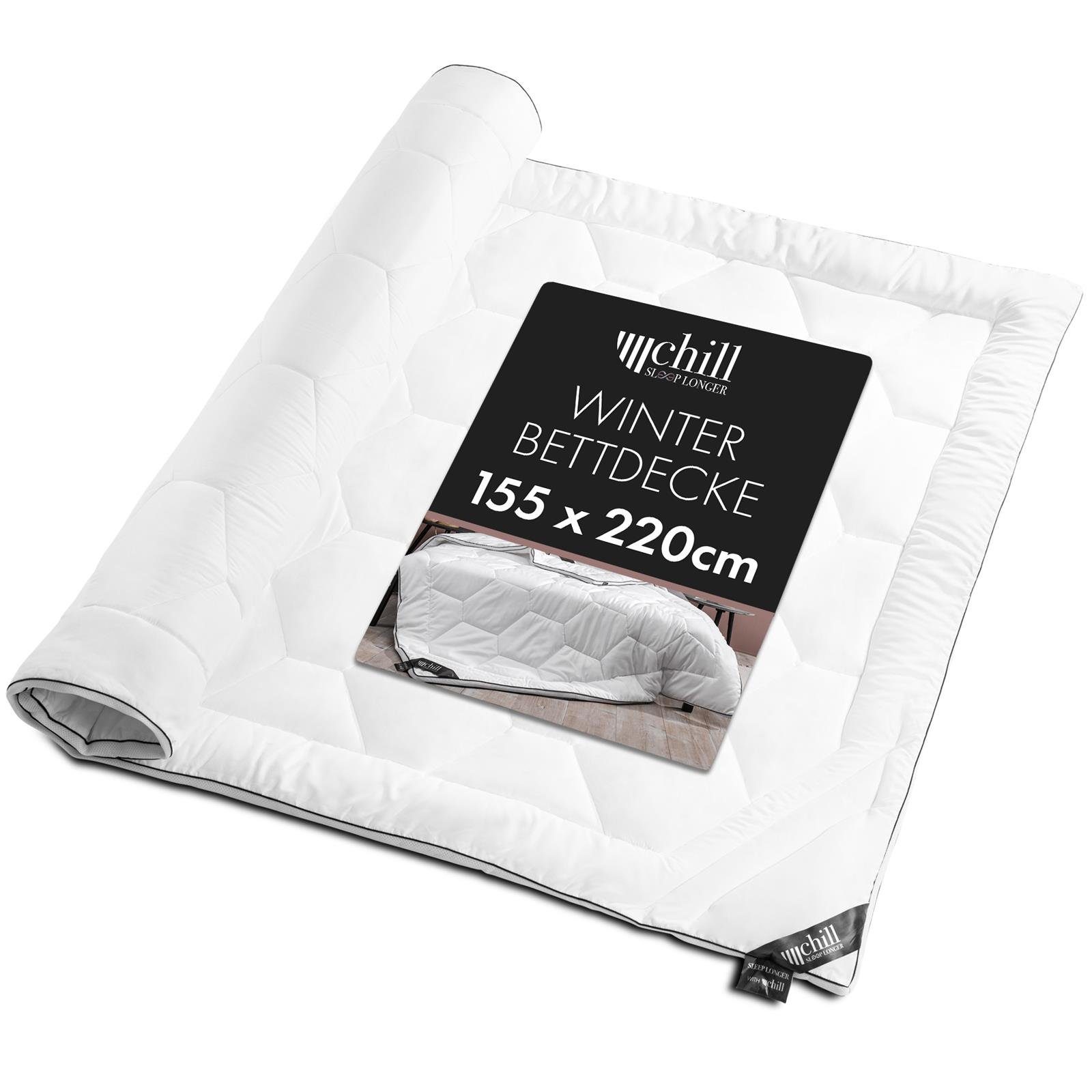 Microfaserbettdecke, Chill Winterdecke 155x220cm, chill - SLEEPLONGER, Füllung: Polyester, 100% Microfaser, & Bezug: Atmungsaktiv Extrawarme Decke Vegan