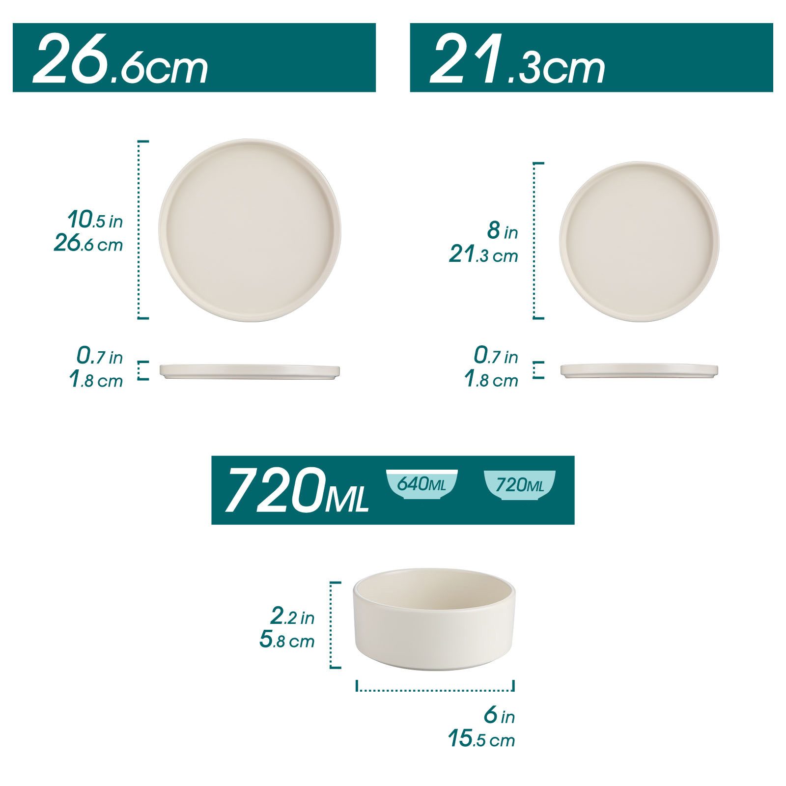 vancasso Geschirr-Set 12tlg Tafelservice, Steingut Geschirrset für 4 Personen, Cremeweiß (12-tlg), 4 Personen, Steingut