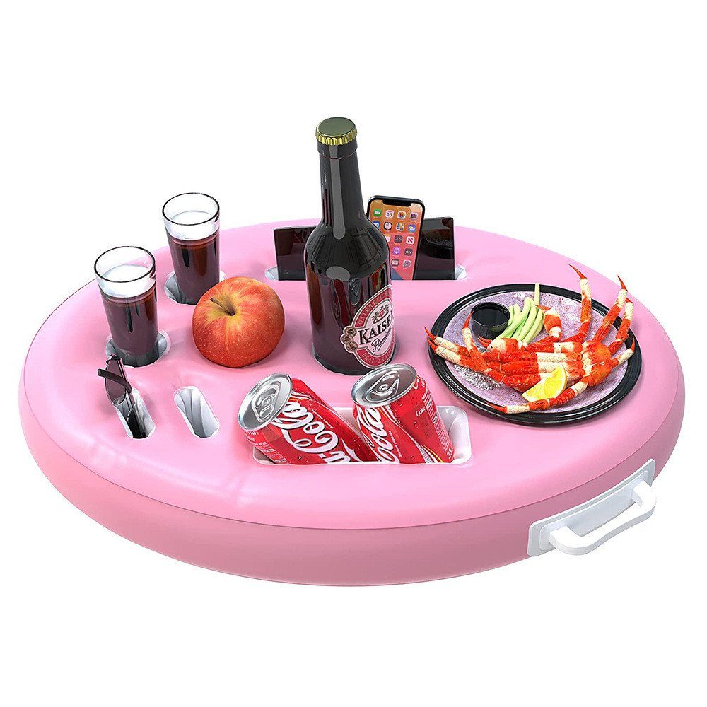 XDeer Luftballon Getränkehalter Pool,Aufblasbarer Getränkehalter Luftmatratze Kapazität, Poolbar Aufblasbar, Erwachsene pink Große Floating Löcher Zubehör Pool