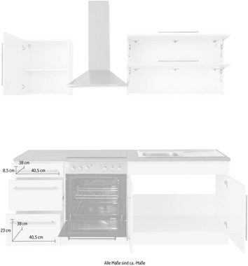 Kochstation Küchenzeile KS-Samos, ohne E-Geräte, Breite 210 cm