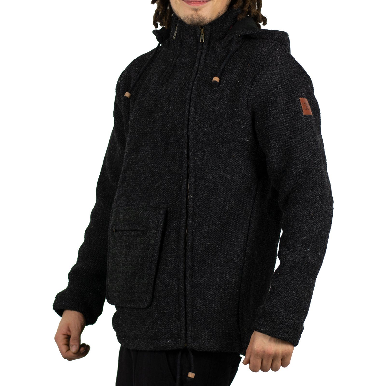 Magie Kapuzenstrickjacke Kapuze KUNST / Black Schwarz abnehmbare Abnehmbare UND Unisex Kunst Zipfelkapuze Wolljacke & Strick- MAGIE