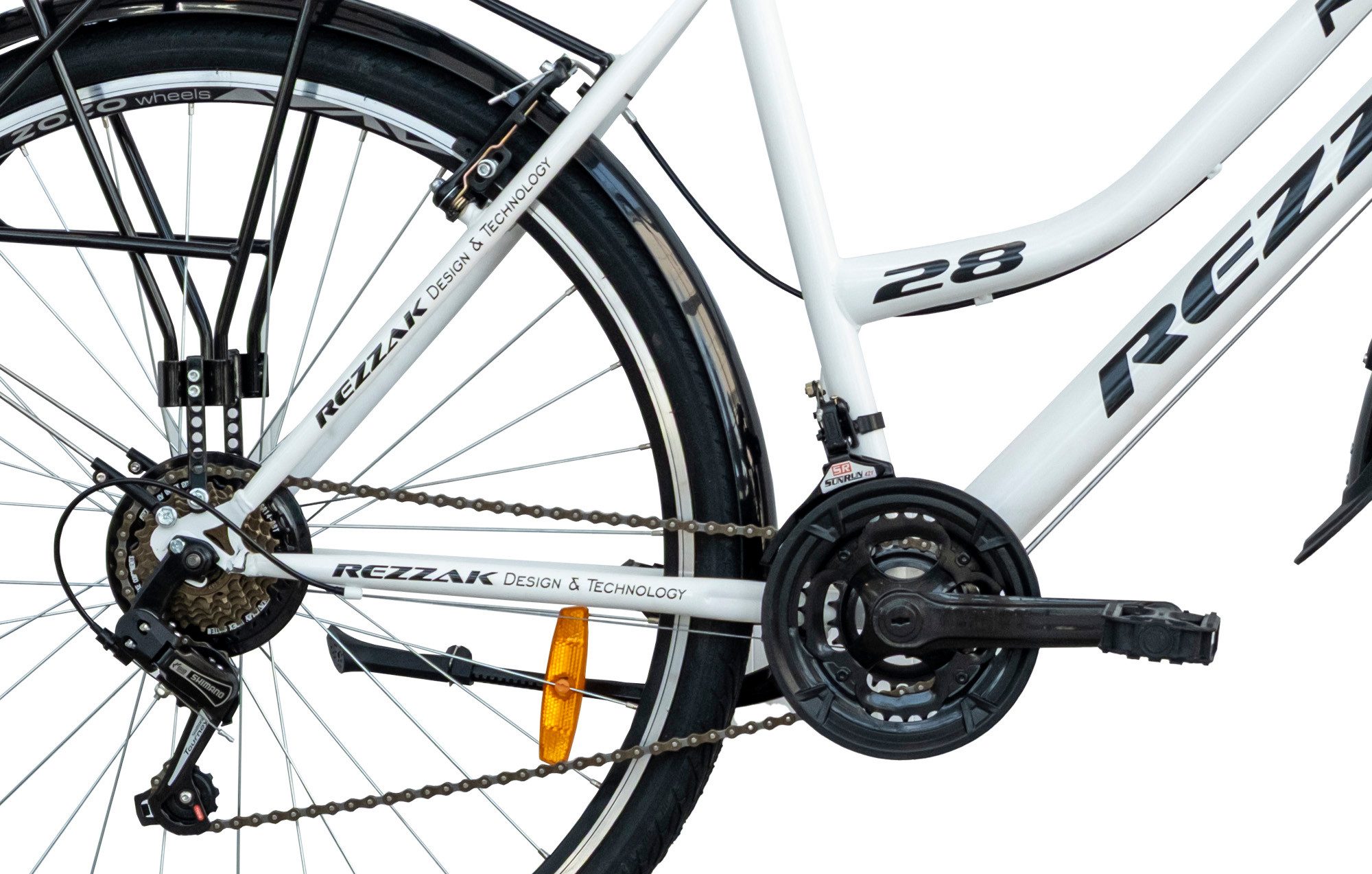 Rezzak City Bike Women's Bicycle 28 Inch City Bike with 21-Speed ​​White Black, 21-Speed ​​Shimano Derailleur Gears