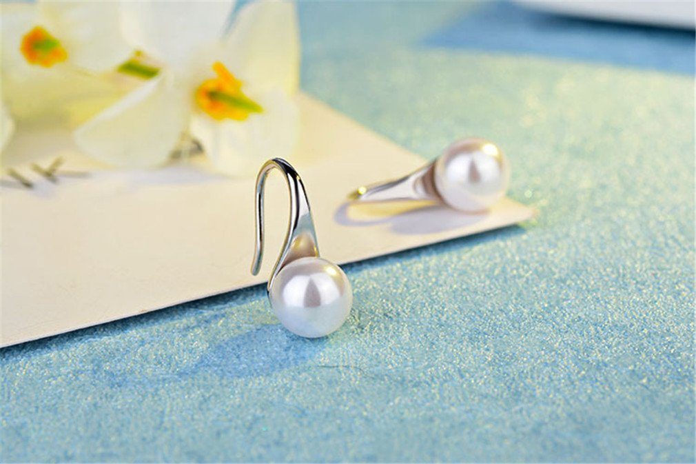 silber-Ohrringe Perlen Sterling 925 Sterling Silber Ohrclips, 925 Ohrringe Damen Perlenohrringe Ohrringe Haiaveng