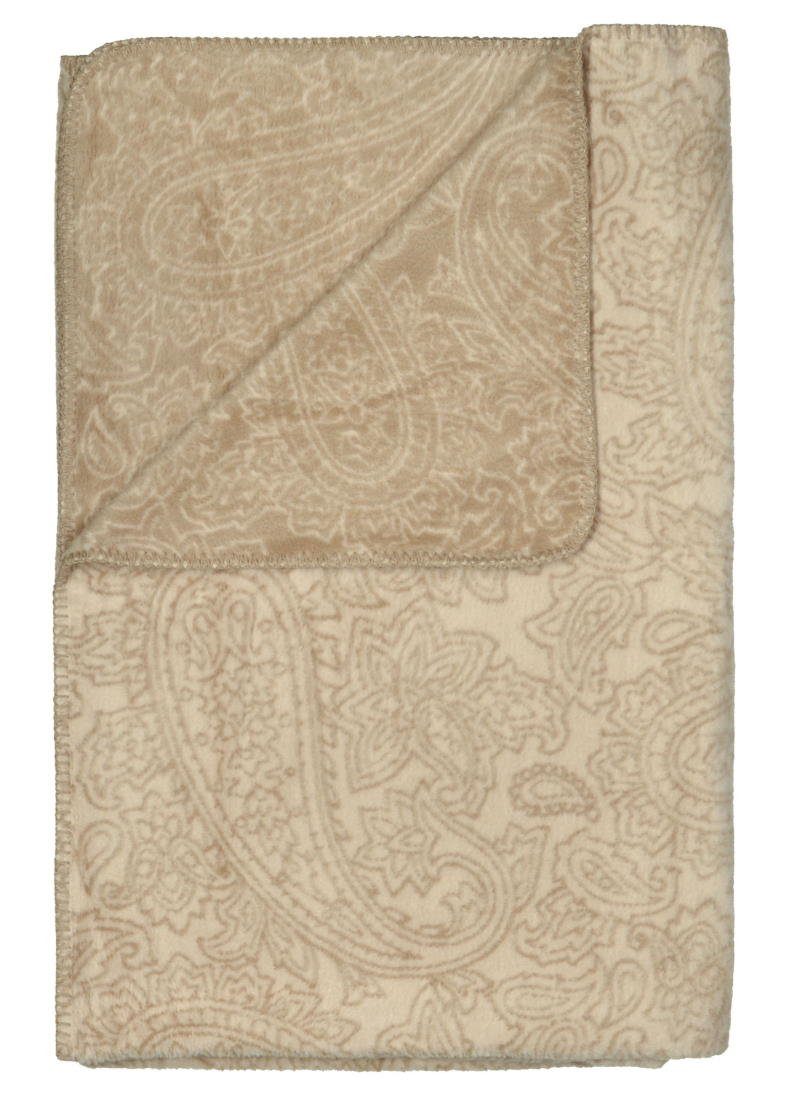 Wohndecke Plaid Kuscheldecke PAISLEY UNI Doubleface warm & weich, LIVING DREAMS, Baumwollmischung nachhaltig produziert in Europa