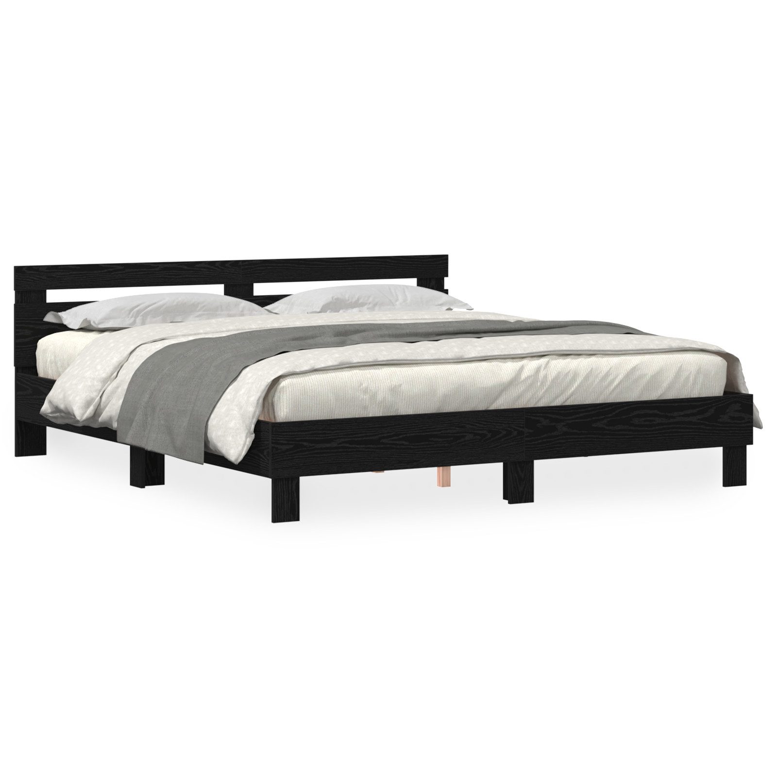 vidaXL Bett Eichen Bettgestell Schwarz Eiche günstig online kaufen