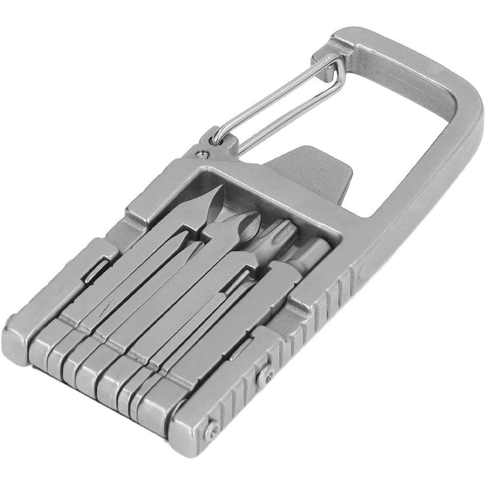 Schlüsselanhänger 12 Multitool Gravur mit (1-tlg) TUABUR 1 Schlüsselanhänger Edelstahl Klapp-Multitool in