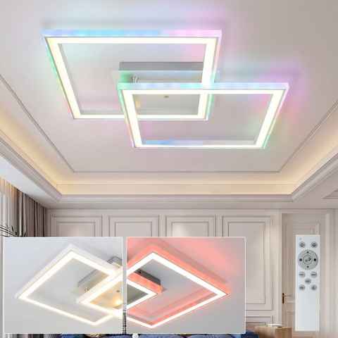 Nettlife LED Deckenleuchte Schlafzimmer Deckenlampe Dimmbar mit Fernbedienung Deckenbeleuchtung, RGB Farbwechsel, LED fest integriert, für Wohnzimmer Küche Flur 35W