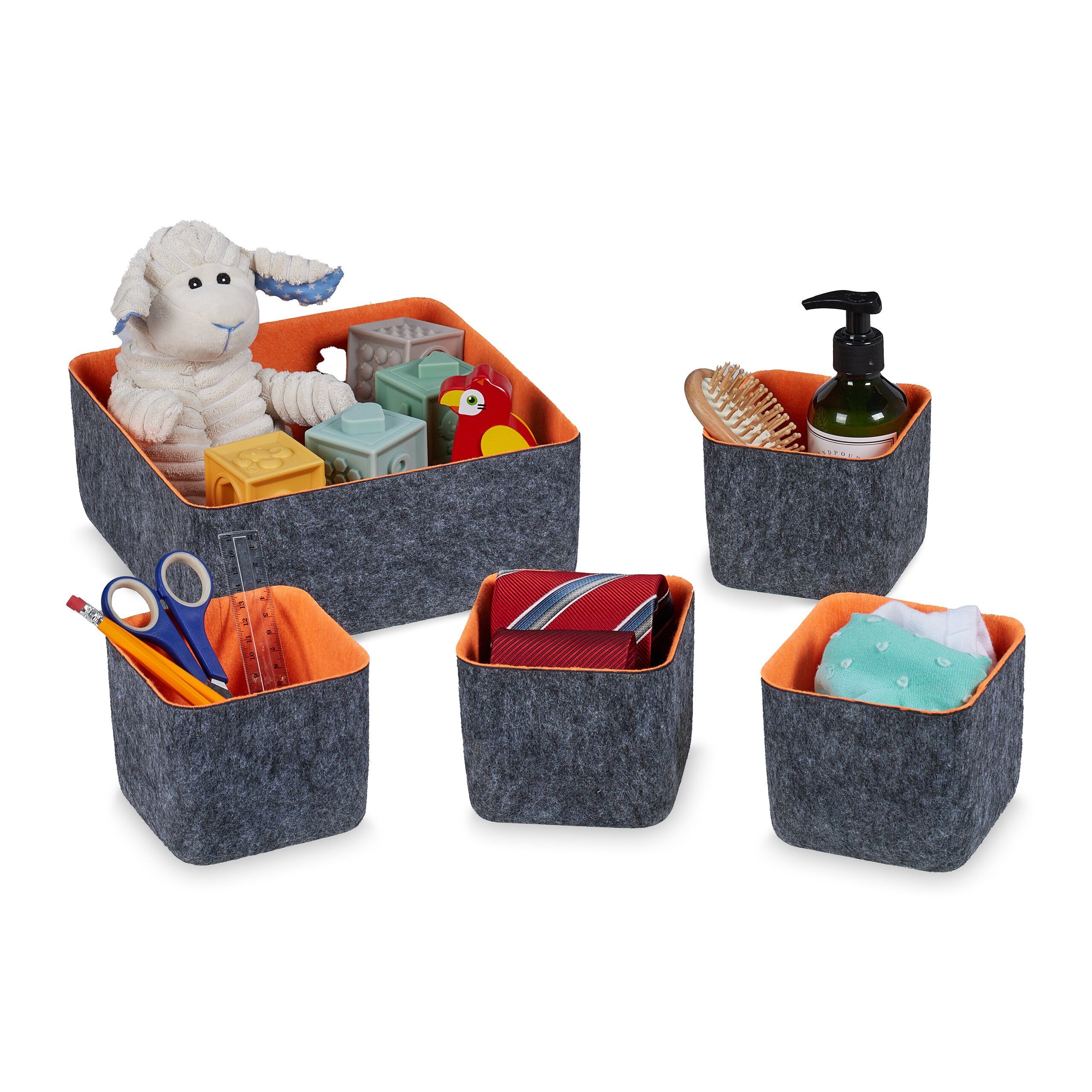 relaxdays Aufbewahrungskorb Schubladen Organizer 5er Set