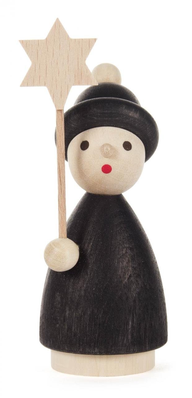 Dregeno Erzgebirge Weihnachtsfigur Kurrendekind schwarz mit Stern Höhe = 90mm NEU, mit Stern