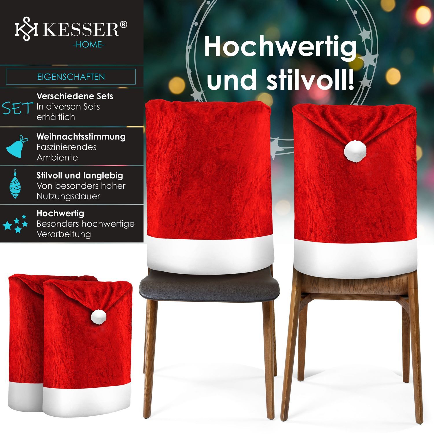 KESSER Weihnachtsfigur, Premium Weihnachtsstuhlüberzug Set Stuhlhussen für günstig online kaufen