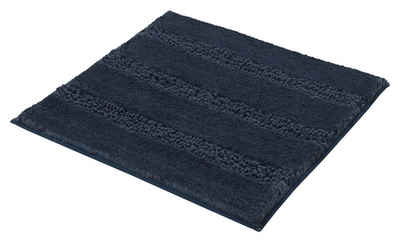Badematte MONROVIA, 60 x 60 cm, Navyblau, Gestreift, rutschhemmend beschichtet, fußbodenheizungsgeeignet, Polyester, quadratisch