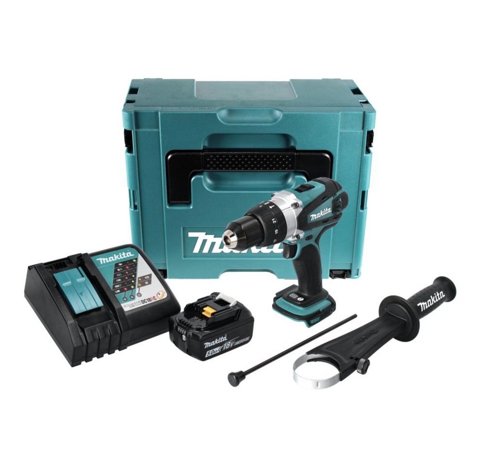Thumbnail - Makita Schlagbohrmaschine DHP 458 RT1J Akku Schlagbohrschrauber 18 V 91 Nm + 1x Akku 5,0 Ah + L