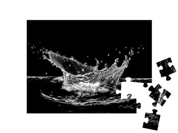 puzzleYOU Puzzle Wasserspritzer in schwarz-weiß, 48 Puzzleteile, puzzleYOU-Kollektionen Wasser