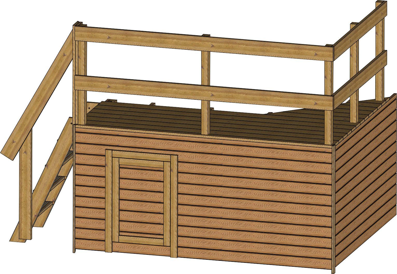 Gre Terrasse Deck1, BxT:264x182 cm, Holzdeck für Pools SAFRAN2 und VASTO, BxTxH: 264x182x133 cm