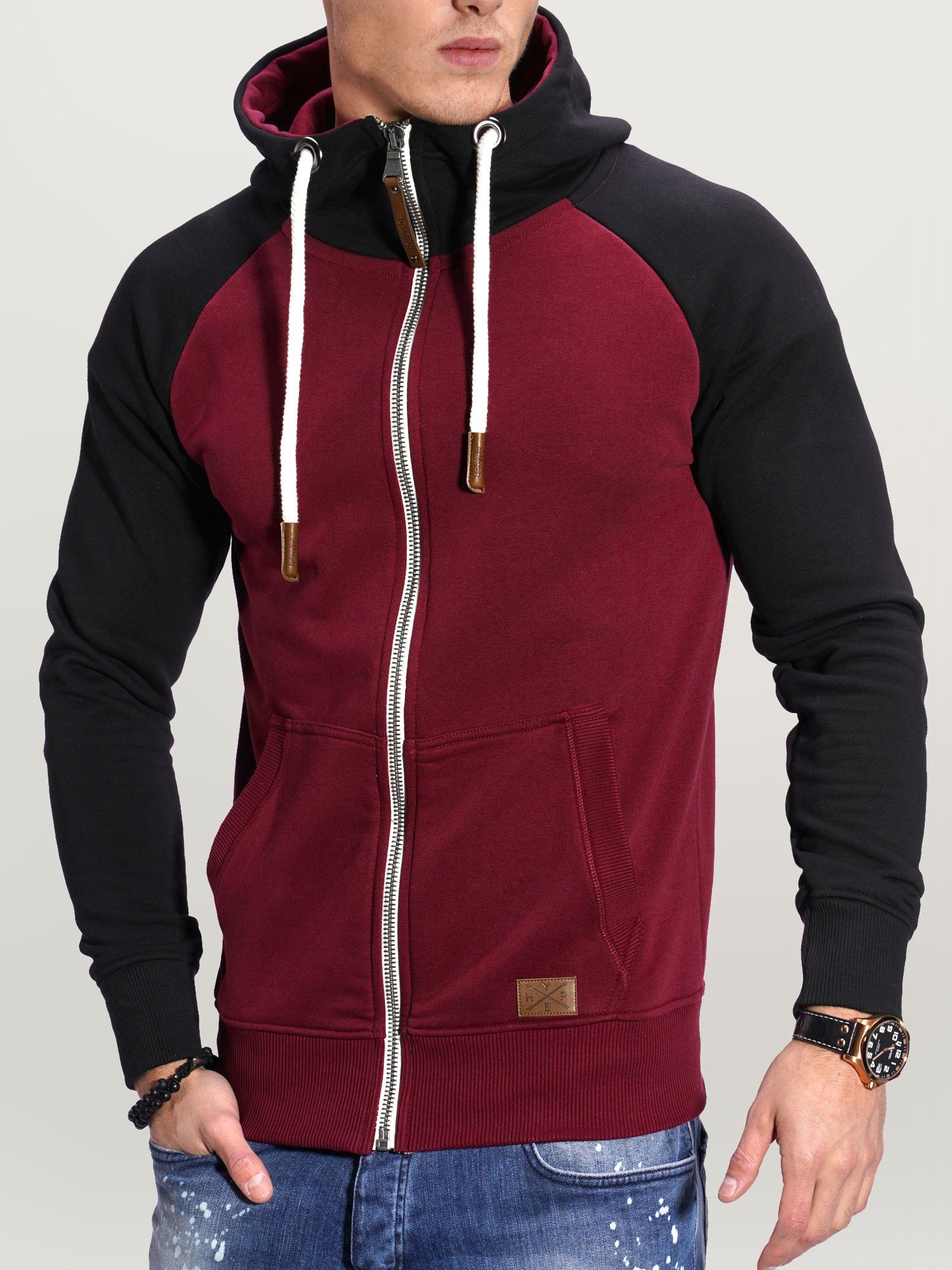 bordeaux Sweatjacke RAGLAN behype mit Raglan-Ärmeln