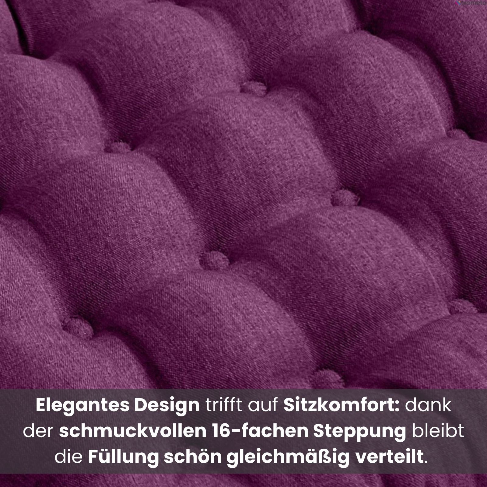 wometo Stuhlkissen Prime 40x40, OEKO-TEX®, Sitzkissen mit Steppung & Bändern – Bild 4 von 5