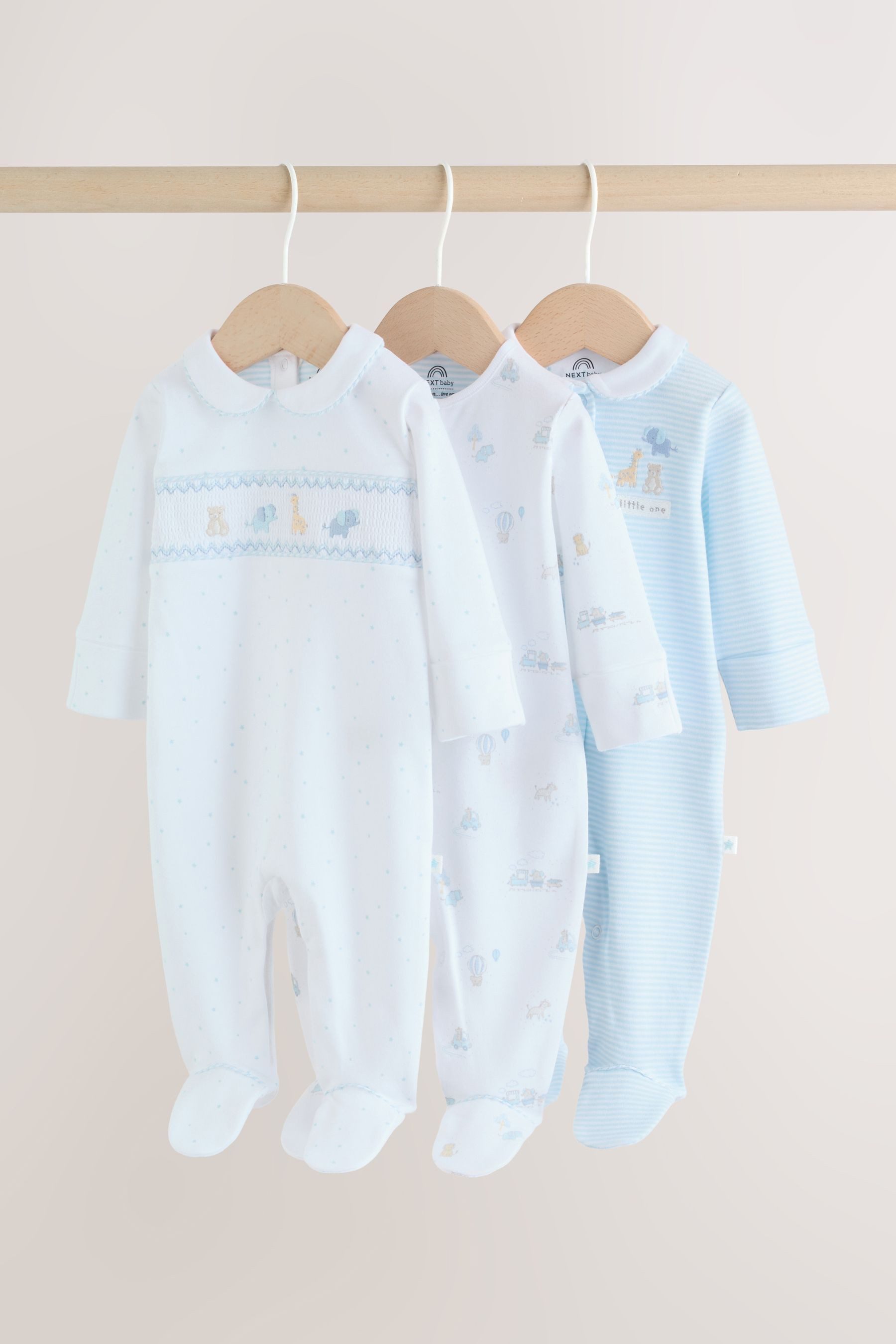 Next Schlafoverall Bestickte Baby-Schlafanzüge, 3er-Pack (3-tlg)