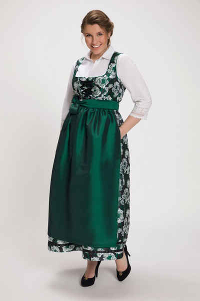 Ulla Popken Jerseykleid Fest-Dirndl Jacquard Carree-Ausschnitt ärmellos