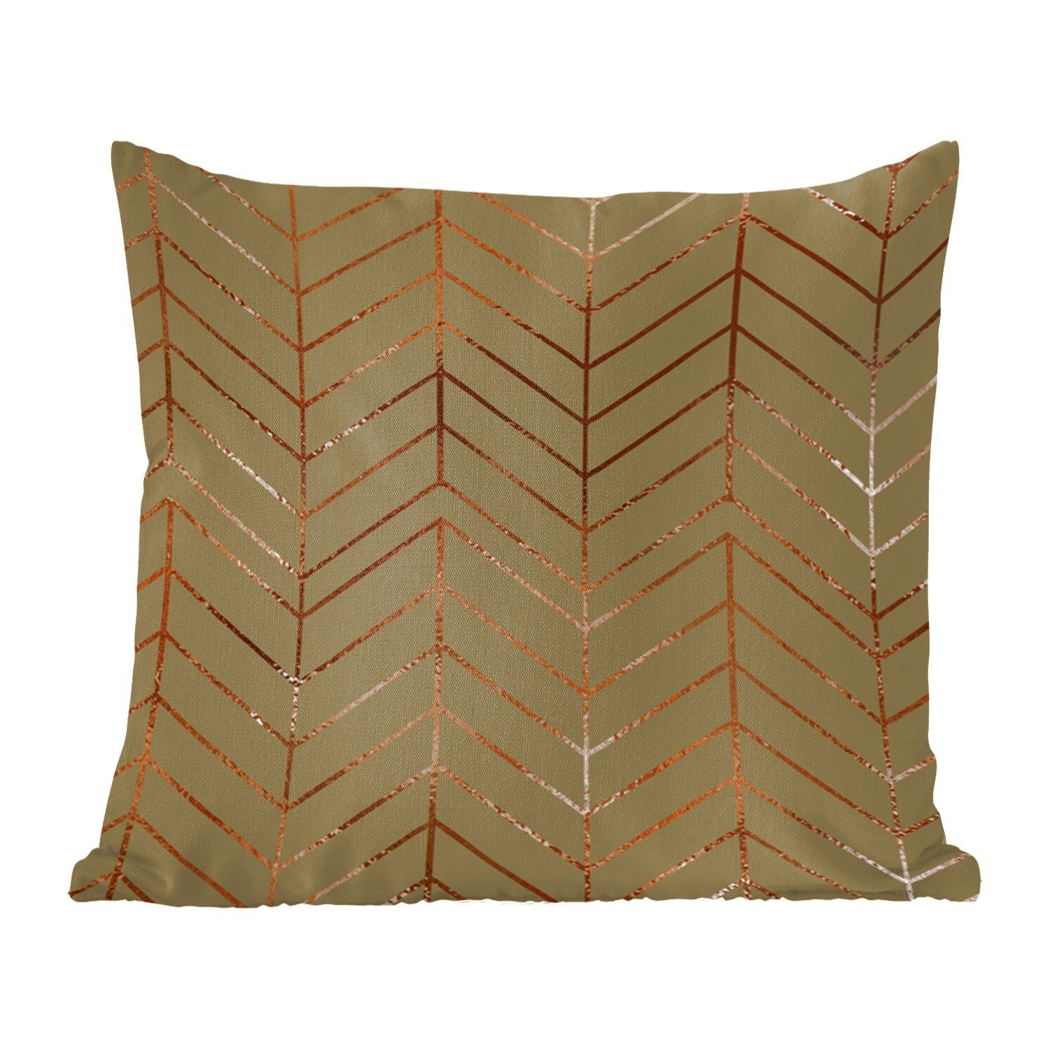 MuchoWow Dekokissen Muster - Bronze - Luxus - Grün, Zierkissen mit Füllung für Wohzimmer, Schlafzimmer, Deko, Sofakissen