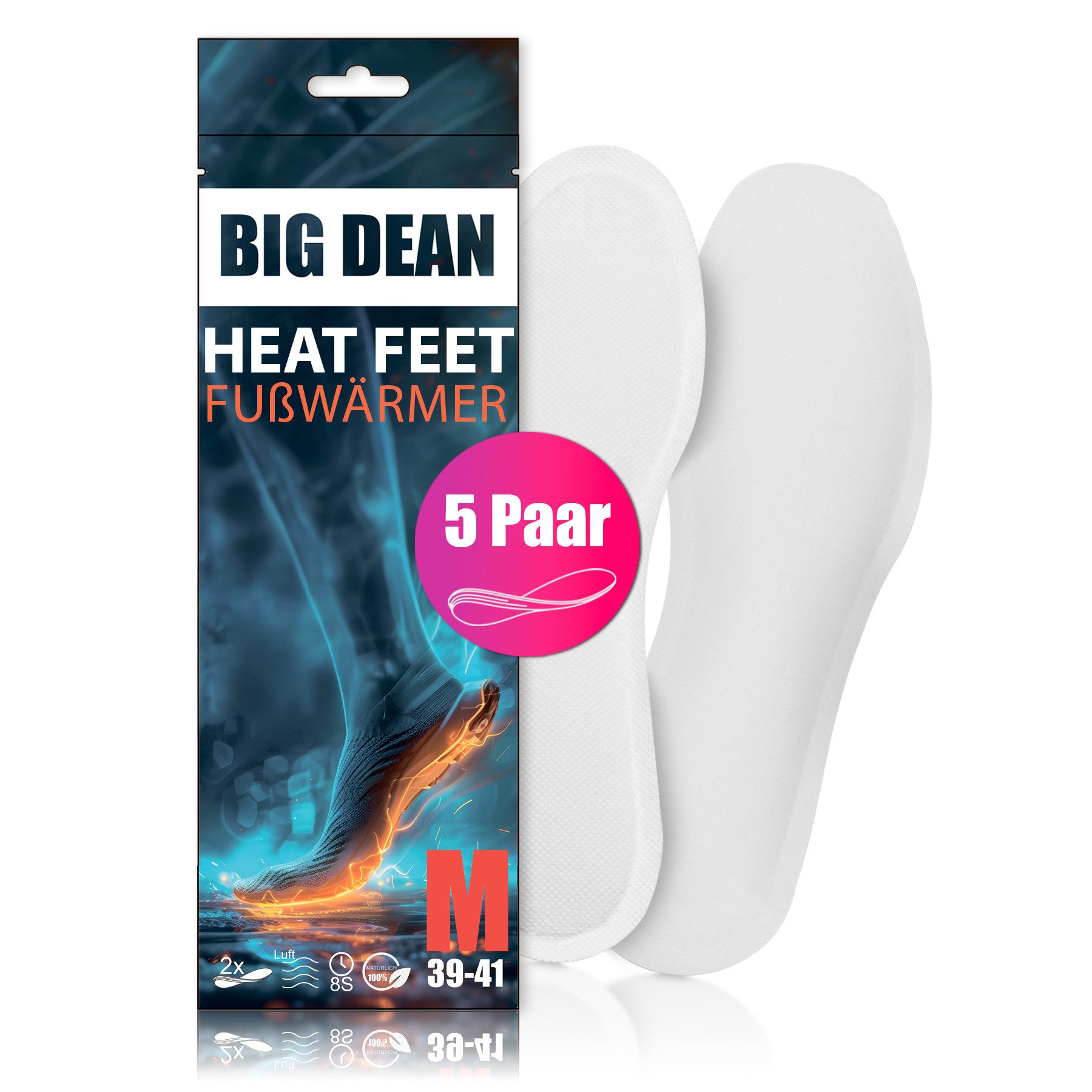 BigDean Thermosohlen 5 Paar Fußwärmer Sohlenwärmer für Schuhgröße 39-41 8h Wärme (Set, 5-tlg., 5 Paar), Sohlenwärmer für Schuhgröße 39-41