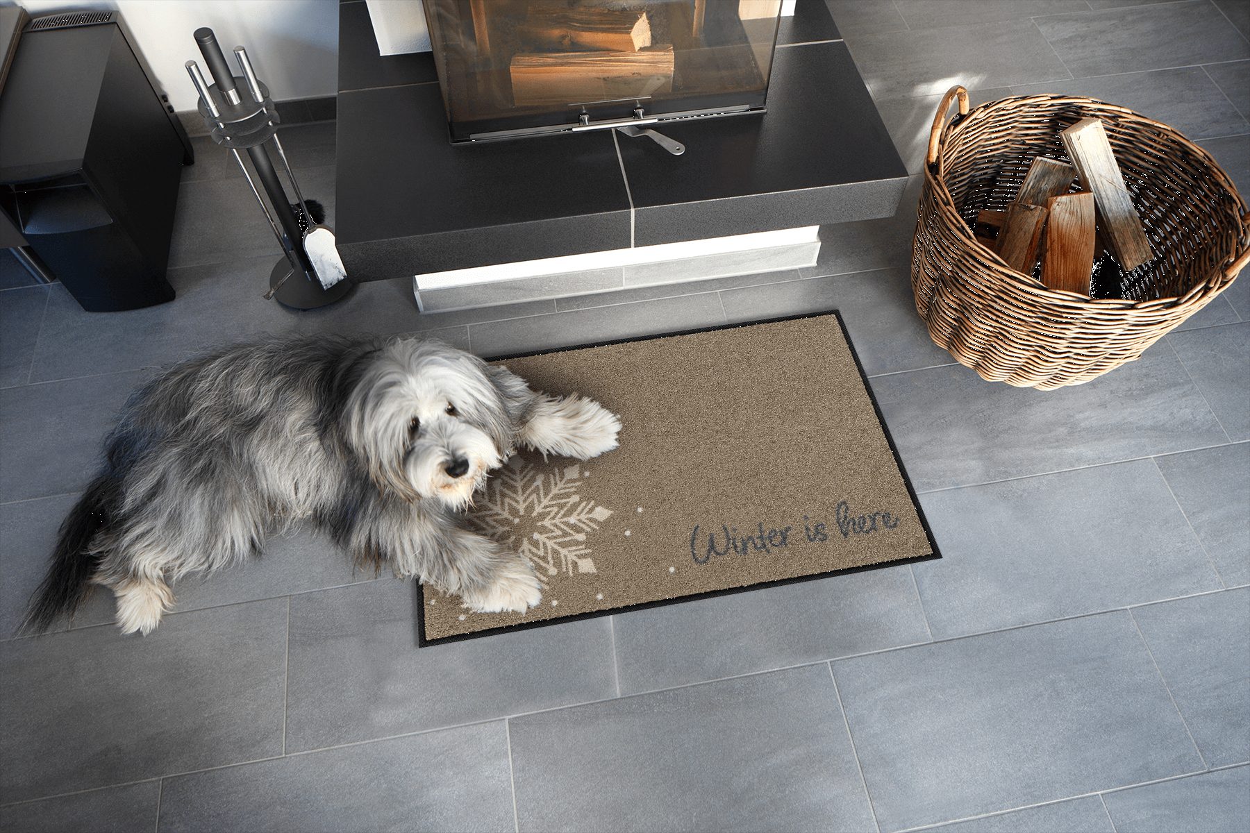 Salonloewe Fußmatte Fußmatte 50 x 75 cm Winter is Here beige, Eingangsmatte günstig online kaufen