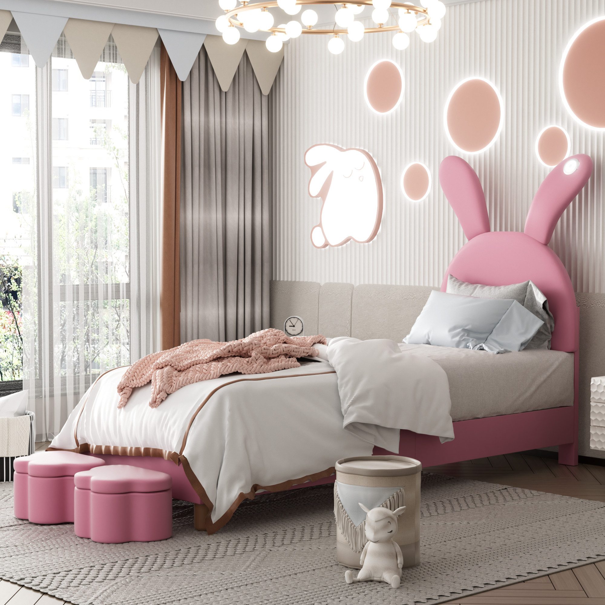 Flieks Polsterbett, LED Kinderbett 90x200cm mit günstig online kaufen