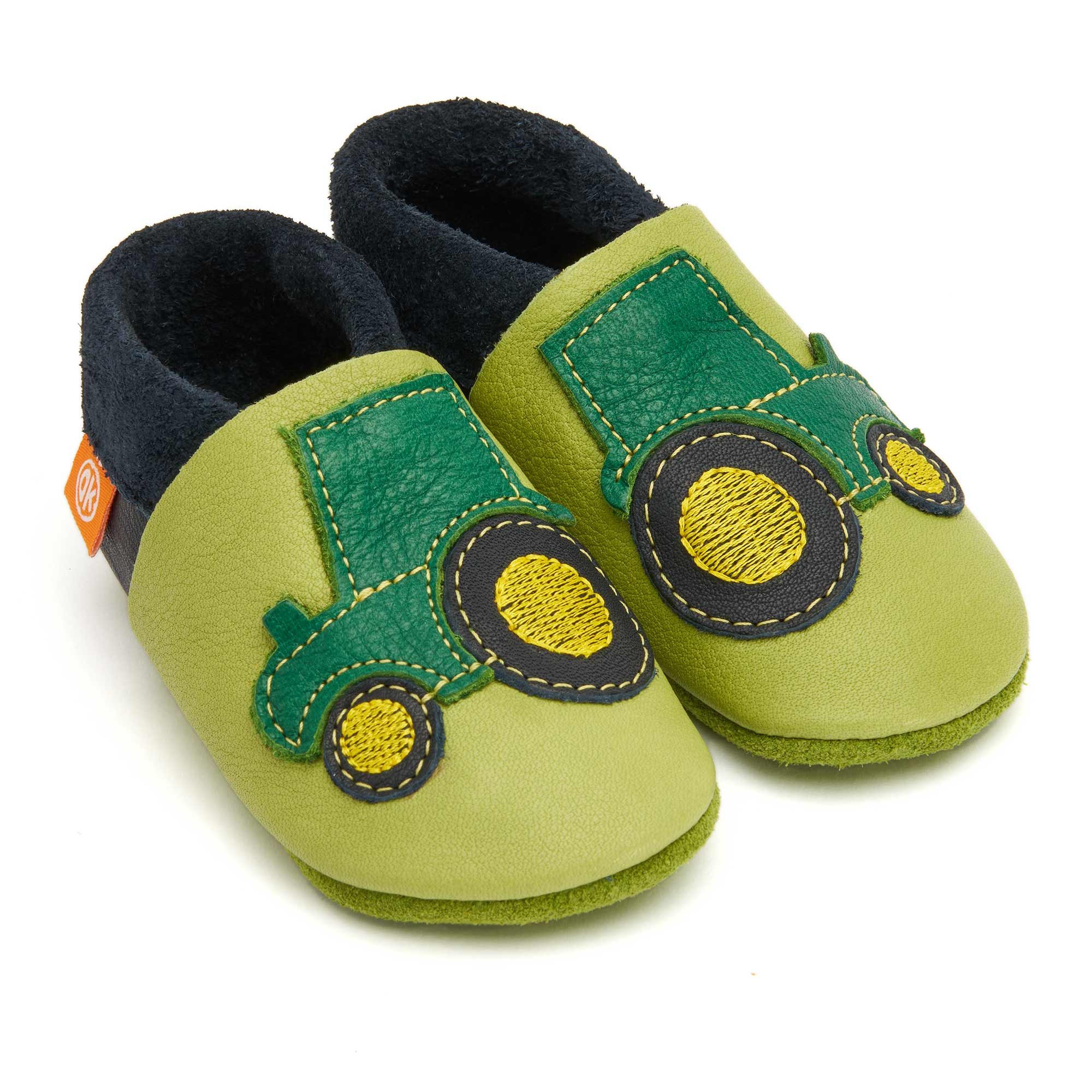 Orangenkinder® Herbert der Trecker Baby Krabbelschuh 100% pflanzlich gegerbtes Leder, Made in Germany, Atmungsaktiv