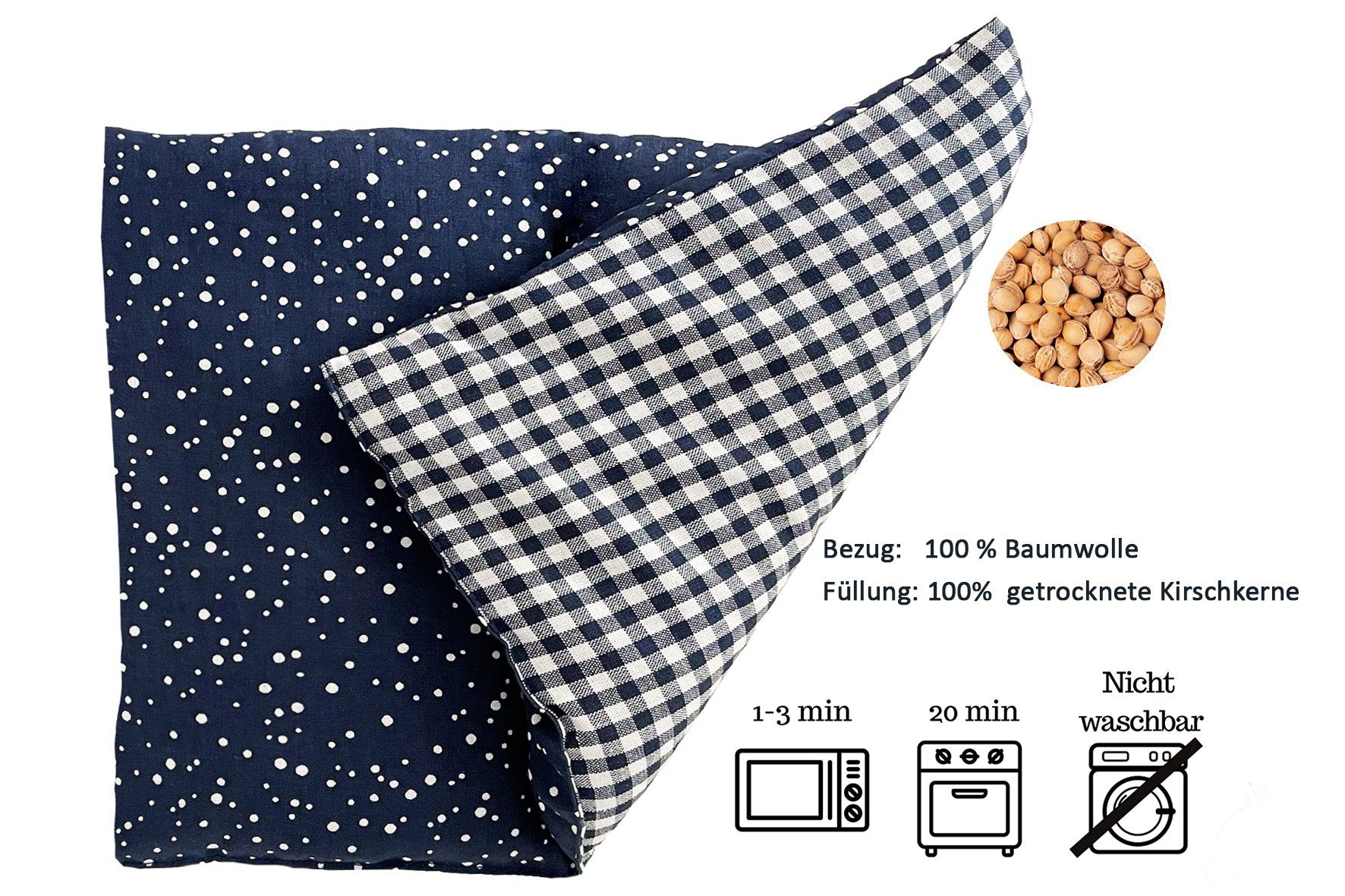 Dr. Berger Kirschkernkissen Dr. Berger 1-Kammer-Kirschkernkissen Tupfendruck Blau 30 x 20 cm