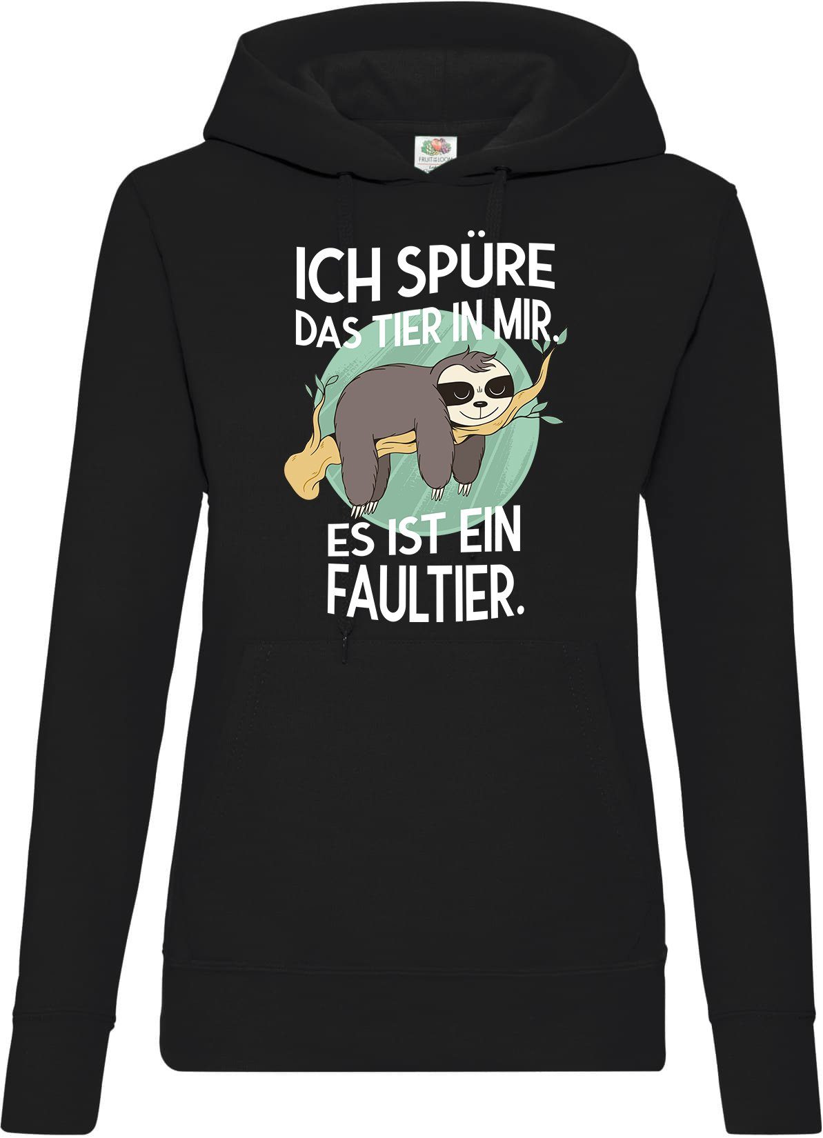 Kapuzenpullover Das Tier in mir Faultier Damen Hoodie Pullover