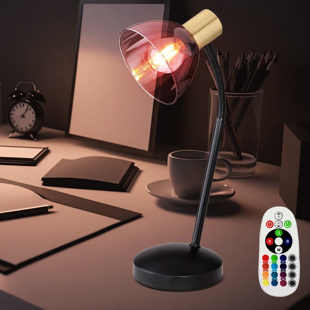 etc-shop Schreibtischlampe, Leuchtmittel inklusive, Warmweiß, Farbwechsel, Nachtischlampe Tischleuchte Leselampe dimmbar Fernbedienung RGB LED