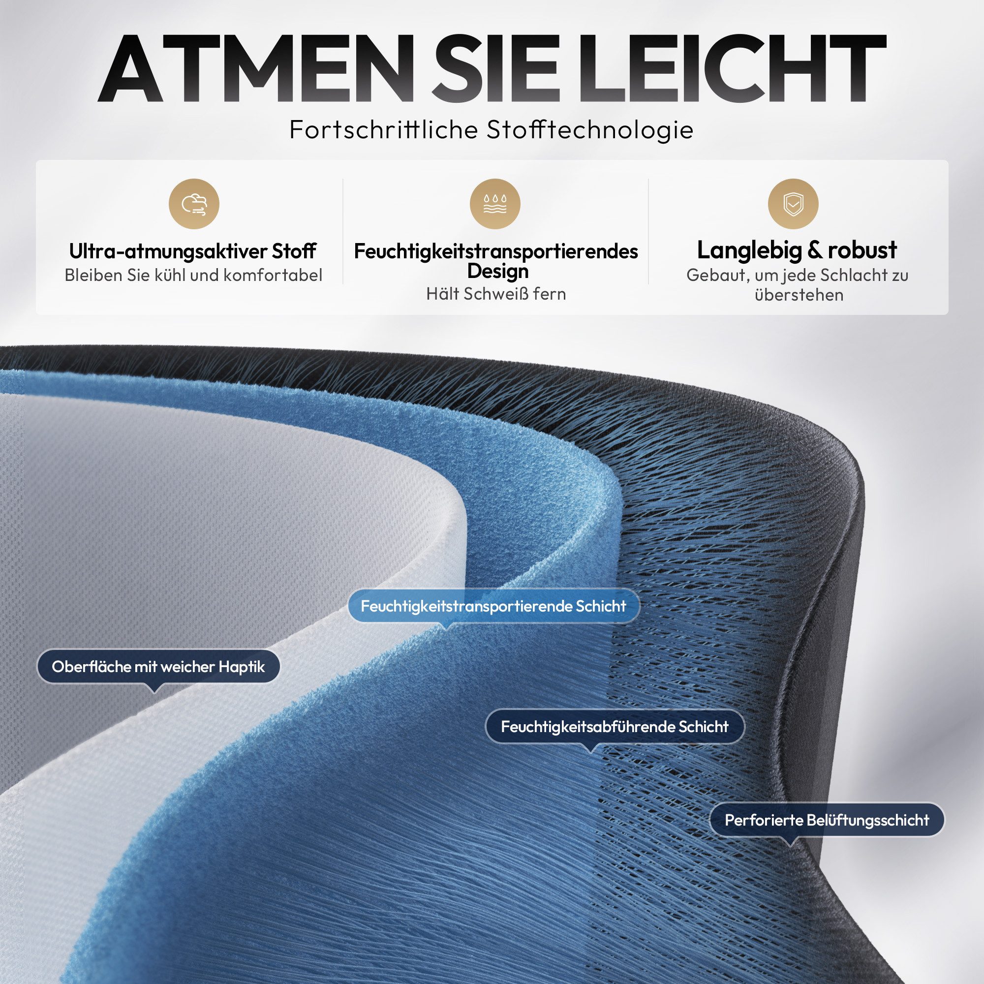 Dowinx Gaming-Stuhl Dowinx Gaming Stuhl Tasche Frühling Kissen (Packung), Ergonomischer Atmungsaktiver Bürostuhl aus Hochwertigem Stoff